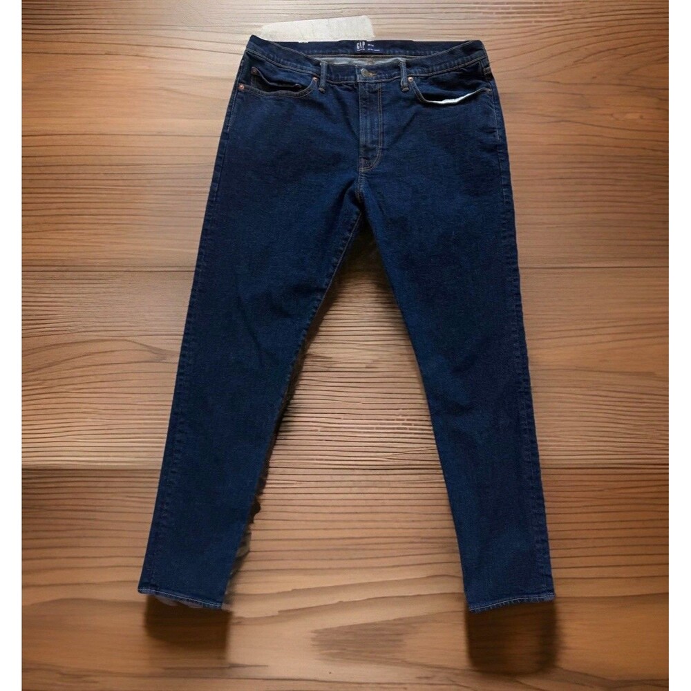 GAP Mens Slim Taper Jeans 36x32 Dark Wash Stretch Denim